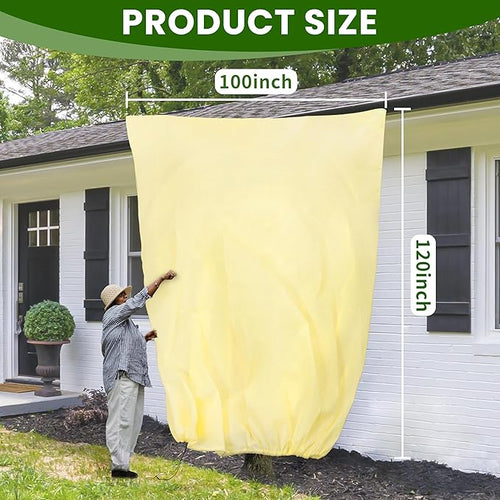 100”(W) x120”(H) Plant Covers Freeze Protection, 2.8oz/yd²Heavy-Duty Tree Covers, 2 Pack Extra Large Frost Cloths & Blankets with Zipper Drawstring for Fig Palm Citrus Lemon Trees and Shrubs