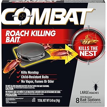 Combat Roach Killing Bait, Roach Bait Station For Large Roaches, Kills The Nest, Child-Resistant, 8 Count,Insects