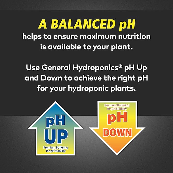 General Hydroponics pH Up and pH Down Liquids - Stabilize Nutrient pH in Hydroponics, 1 qt. Bottles