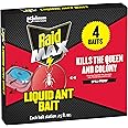 Raid Max Liquid Ant Bait; Kills Ants Where They Breed, for Indoor and Outdoor Use; 4 Bait Stations