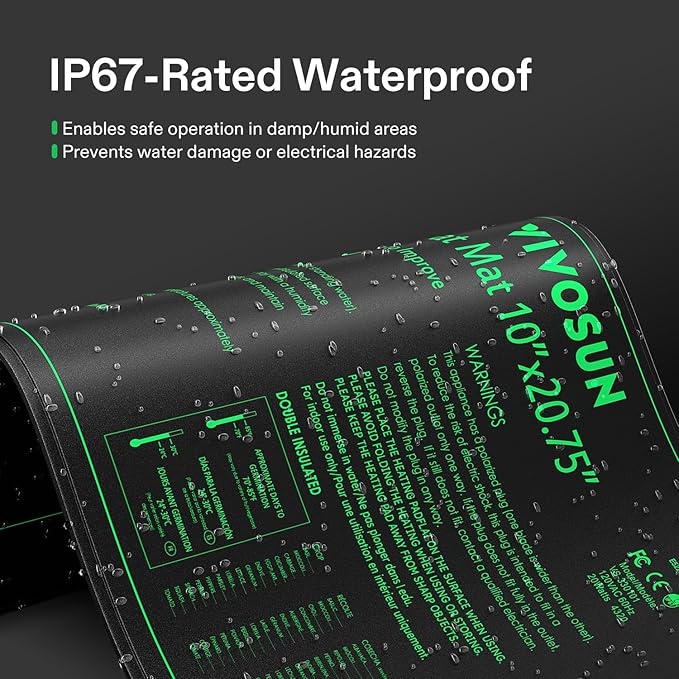 VIVOSUN Durable Waterproof Seedling Heat Mat Warm Hydroponic Heating Pad 10" x 20.75" MET Standard, 0.2 Gallon Hand held Garden Sprayer, 0.8L Green for Germination, Indoor Gardening, Greenhouse