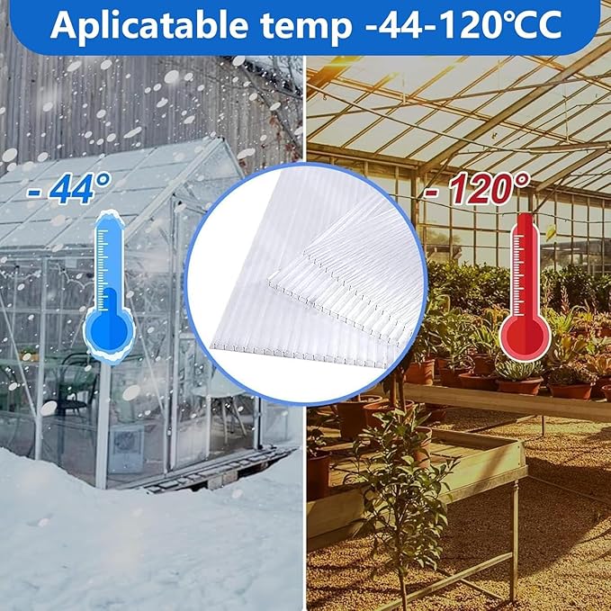 DGSL 14 Pcs Polycarbonate Greenhouse Panels, 6' x 2' x 0.24'' Twin-Wall Panels, Polycarbonate Sheet for All Weather Outdoor Garden and Greenhouse Covering