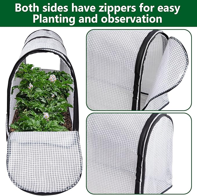 2 Pcs Garden Rows Plants Cover- Garden Beds Vegetable Rows Plant Protector- Plant Net Cage Guard Greenhouse Cover with Ground Nails for Protecting Vegetables Fruits Seedlings Flowers from Animals