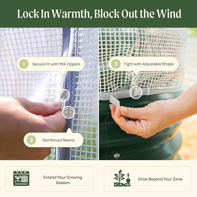 Vego garden Frost Greenhouse Cover System for 2.5' x 9.5' (10 in 1) Garden Bed(No Frame)