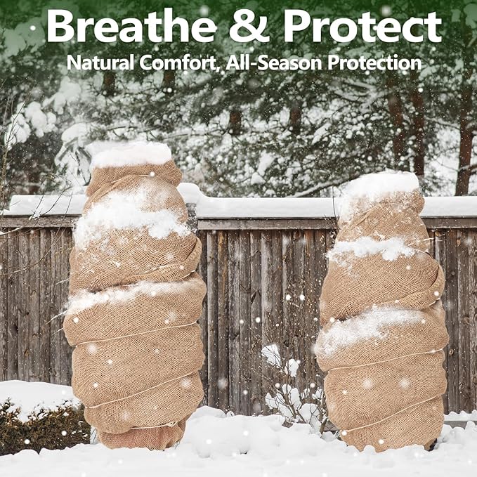 60" x 50 feet Burlap Fabric Roll – Multipurpose Burlap Tree Wrap, Natural Jute Garden Fabric for Outdoor Plant Cover, Weed Barrier Cloth, Landscaping, DIY Crafts, Gardening & Rustic Party Decor