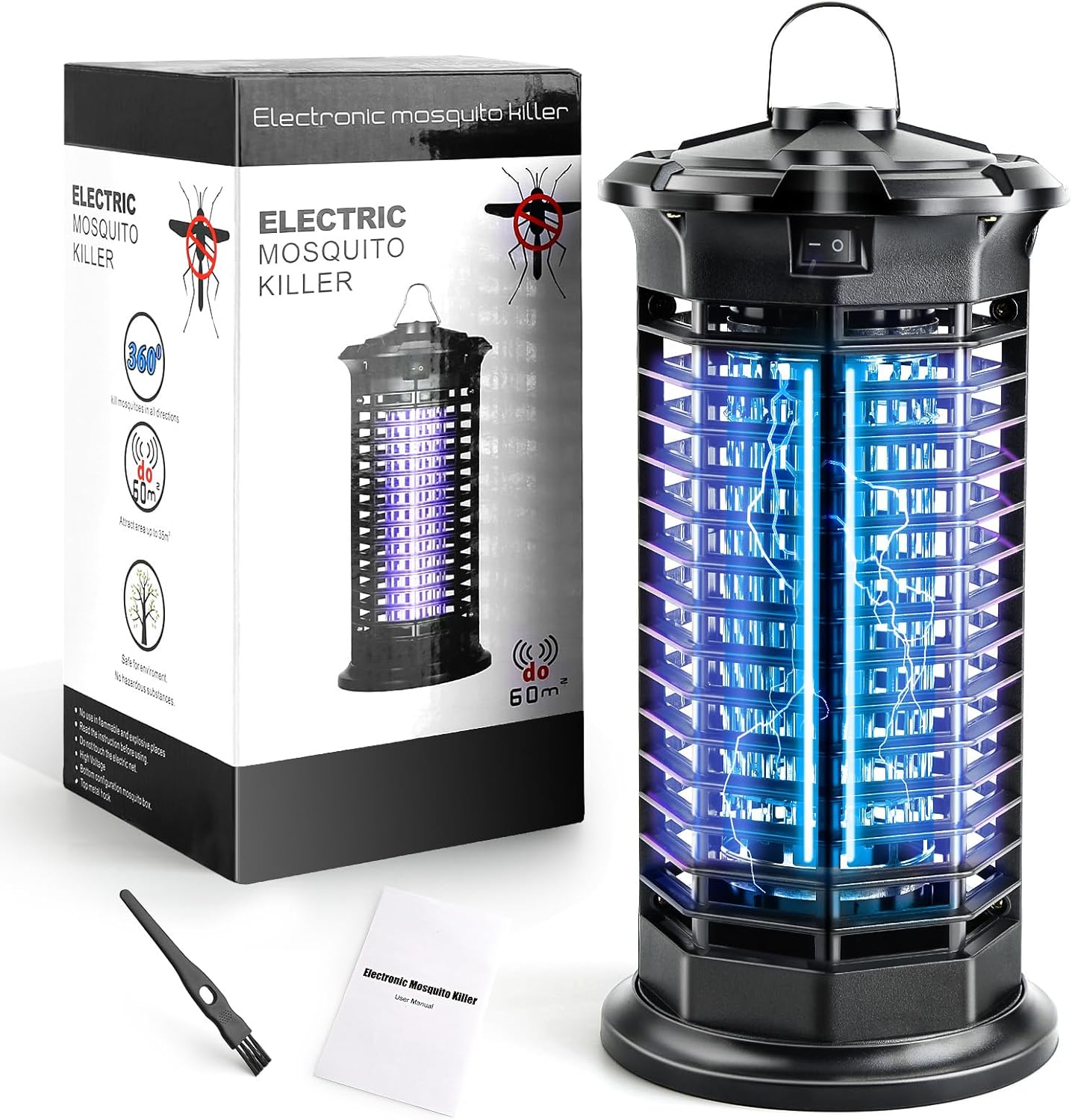 Electric Bug Zapper Indoor＆Outdoor, 1000V High-Efficiency Mosquito Killer with Replaceable Purple UVA Bulbs, Fly Zapper Killer Detachable Collecting Tray for Home Patio Backyard