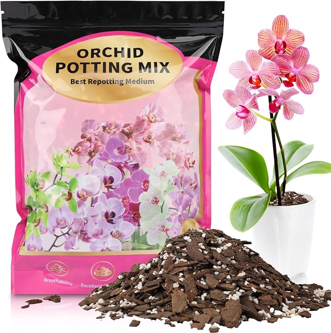 Orchid Potting Mix 2qt，Orchid Soil Composed of Orchid Bark and Perlite，Premium Orchid Medium for Potting, Repotting, Enhanced Drainage, Air Flow & Root Ventilation