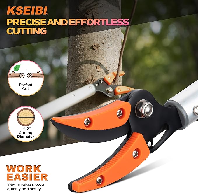 KSEIBI 143020 Long Reach Cut and Hold Bypass Pruner Max Cutting 1/2 inch (7.0 ft - 2.0m)