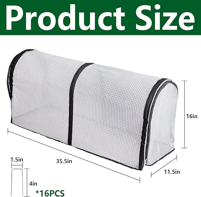 2 Pcs Garden Rows Plants Cover- Garden Beds Vegetable Rows Plant Protector- Plant Net Cage Guard Greenhouse Cover with Ground Nails for Protecting Vegetables Fruits Seedlings Flowers from Animals