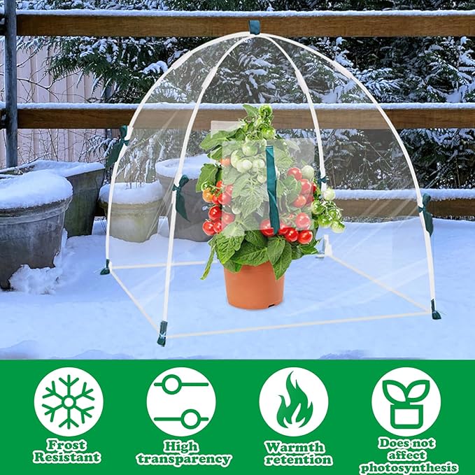 2 PCS Plant Covers Freeze Protection for Winter, Clear Outdoor Garden Frost Cover, Portable Mini Greenhouse, Transparent Waterproof Freeze Tent for Outdoors Potted Plants (Transparent)