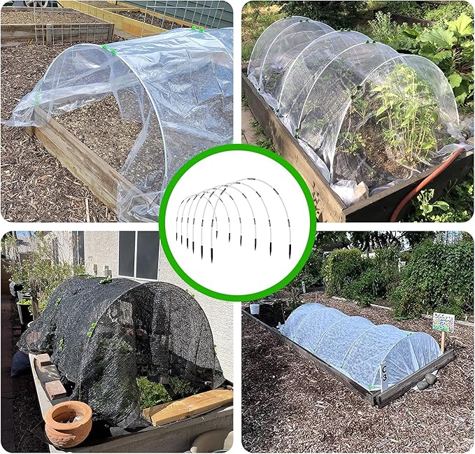 8FT Garden Hoops Grow Tunnel Kit - Rust-Free Fiberglass Frame for Raised Beds, 36pcs - DIY Plant Support for Garden Netting, Vegetable Garden Hoops Kit, Row Covers, and Greenhouse Protection