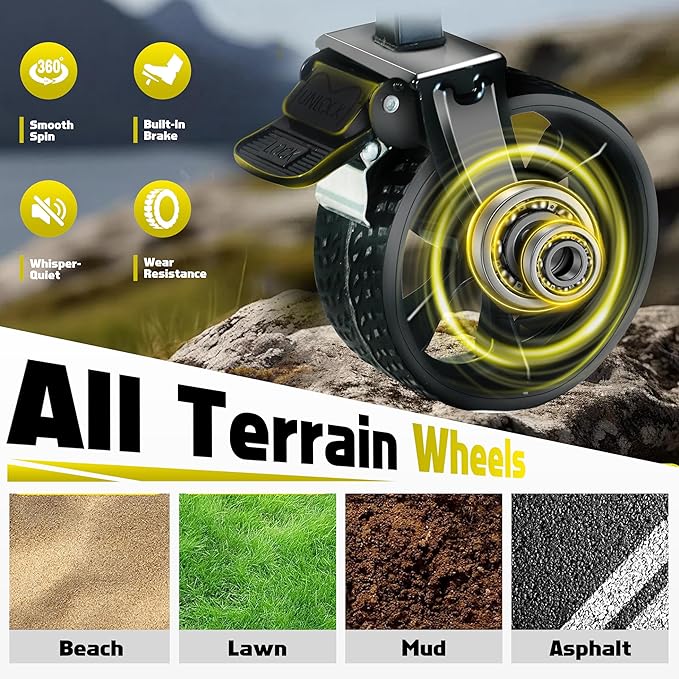 500LBS Collapsible Foldable Wagon Carts - 230L Large Collapsible Wagon Cart with 360° Swivel Brakes Wheels, Portable Utility Lightweight Folding Cart for Camping Shopping Garden & Fish