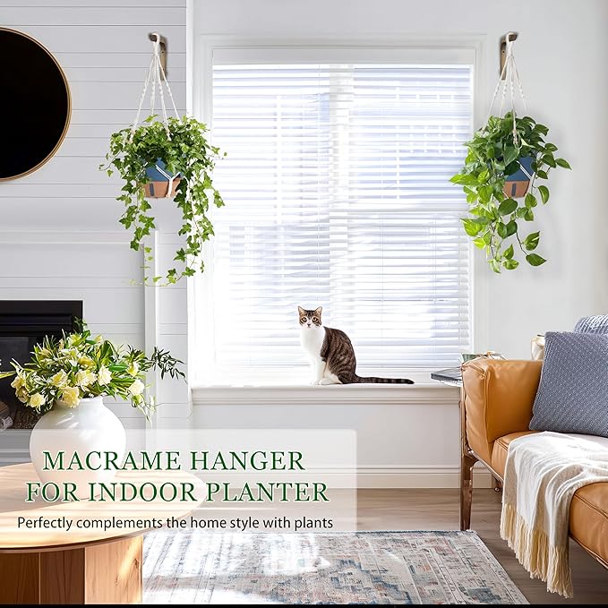 Hanging Planter Self Watering 10 Inch, 2 Pack Hanging Baskets for Plants, Hanging Flower Pots with Drainage Hole & 2 Kinds of Plant Hangers for Garden Home Decor (Navy Blue, 10 Inch)