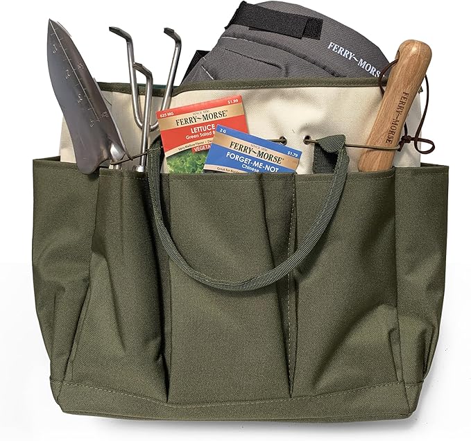 Ferry Morse Garden Tool Bag KBAG-12-8 Pockets, Heavy Duty, Water Resistant, Tote Caddy