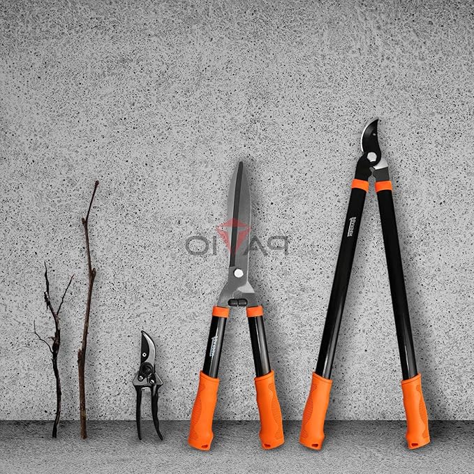 Patio Loppers Garden Tools, 3 Piece Kit with Hand Lopper, Hedge Shear and Bypass Pruner; Tree Trimmer Pruning Shears Branch Cutter Heavy-duty Clippers Shrub Care Set for Yard Lawn Gardening Gift