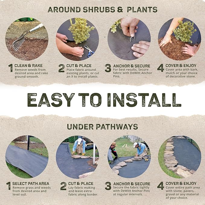 Dewitt 2-Pack Weed-Barrier Pro 3 oz Landscape Fabric, Black, 4 x 100 Feet – Heavy-Duty Weed Control and Ground Cover for Gardens, Beds, Mulch, Outdoor Landscaping, and Yard Areas