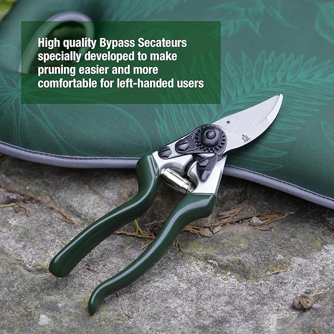 Spear & Jackson Razorsharp Left-Handed Bypass Pruners, Precision Gardening Shears with Carbon Steel Blades for Clean, Effortless Cuts