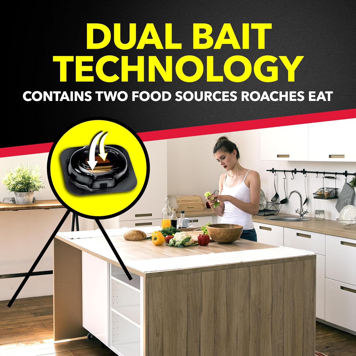 Raid Double Control Small Roach Baits, Plus Egg Stoppers, Child Resistant, For Indoor Use, Kills Roaches for 3 Months, 12 Count