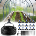 Meonum 65FT Greenhouse Watering System, Quick Connector Hanging Plant Watering System Automatic Mist Irrigation Kit with 1/4'' Blank Tubing, Two way Faucet Connector, Adjustable Misting Nozzle(1 Pack)