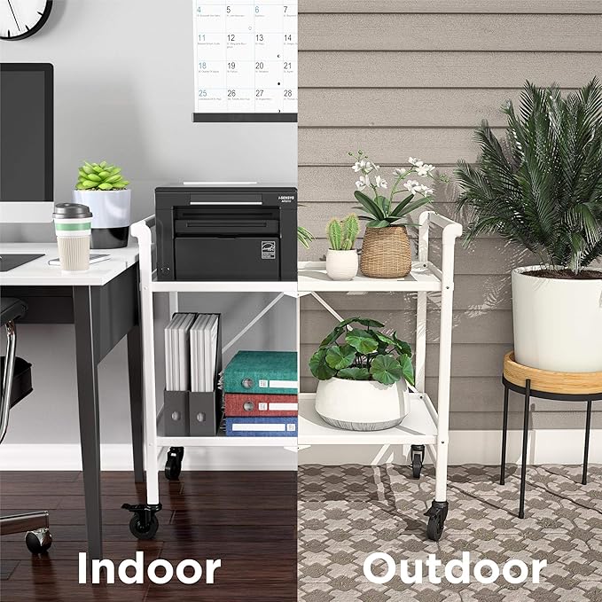 COSCO Outdoor Living™ Outdoor and Indoor Folding Serving Cart with Wheels and 2 Shelves, White