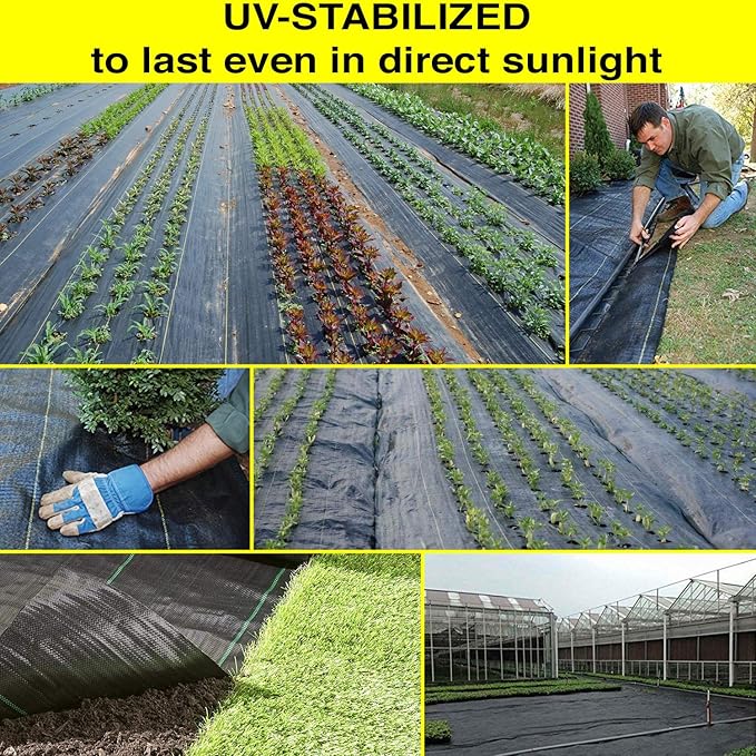 FLARMOR Landscape Fabric Heavy Duty 3Ft x 300Ft 3.2oz Black - Woven Weed Barrier Landscape Fabric - Weed Block - Garden Fabric Roll - Commercial Weed Control Fabric - Weed Barrier Cloth