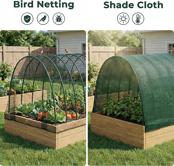 Gardzen Garden Hoops for Raised Beds Greenhouse Hoops, DIY Kit for Row Cover Garden Netting, All Season Plant Protection, 72 Pcs