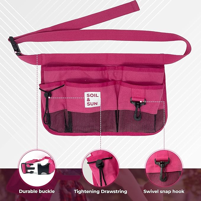 Soil & Sun Garden Tool Belt for Women, Tool Apron, Utility Belt Women, Teacher, Canvas Waist Apron with Pockets,Garden Aprons