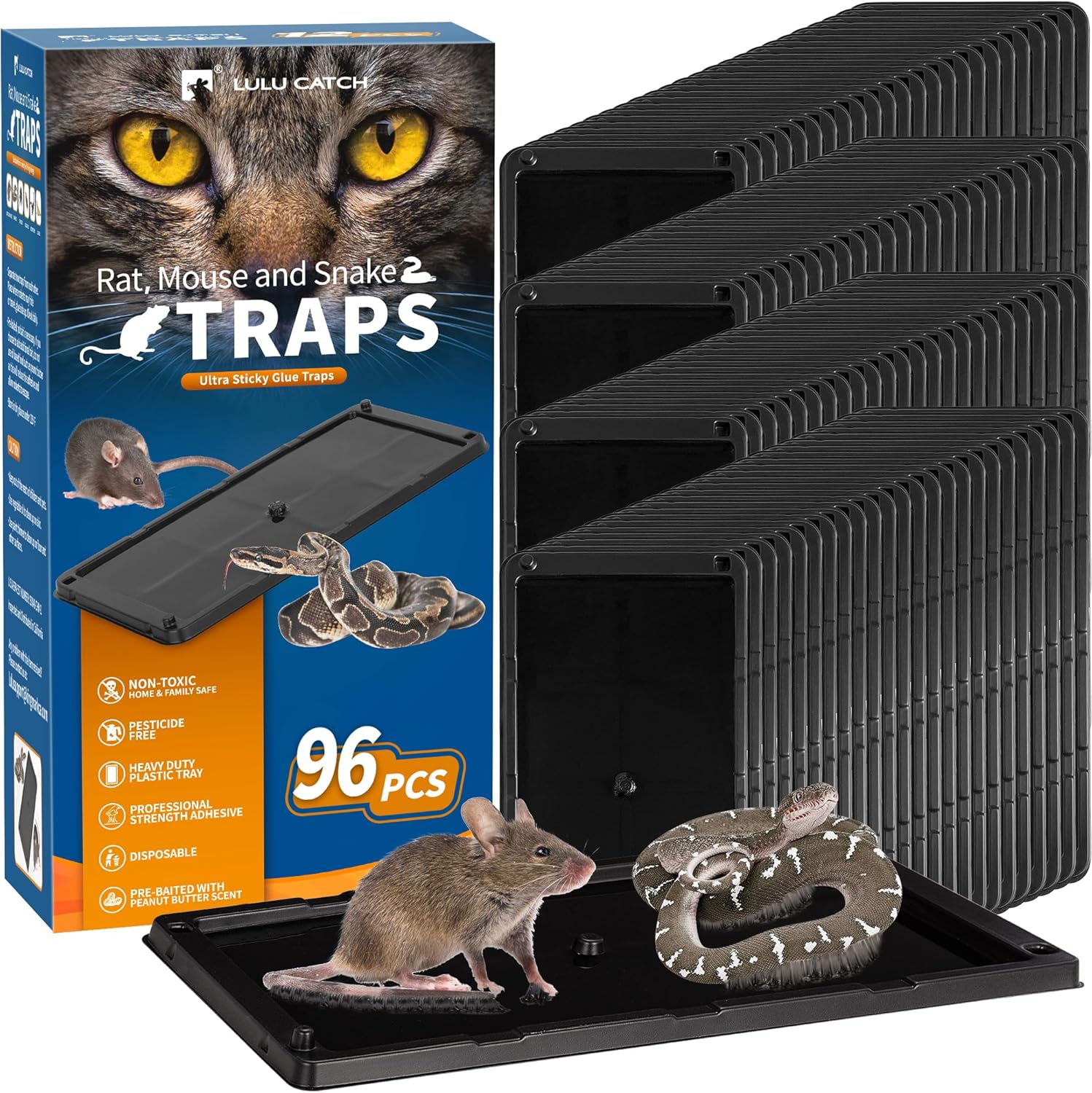 LULUCATCH Mouse Traps, 12 Pack Glue Traps, Pre-Baited Non-Toxic Bulk Mouse Traps Indoor for Home, Rat Traps Indoor for Mole, Mice, Snakes, Rodents, Pet Safe Pest Control