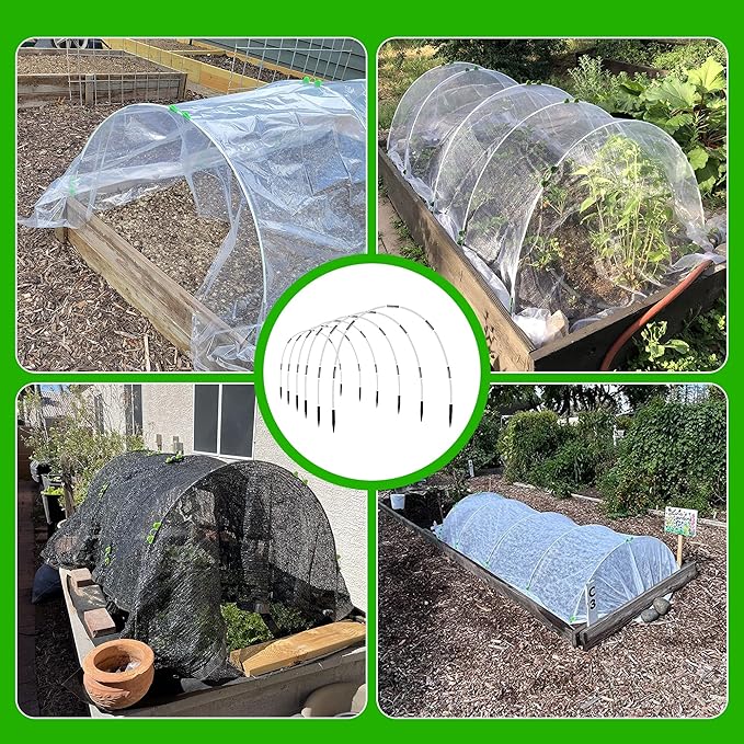 8FT Garden Hoops Grow Tunnel Kit - Rust-Free Fiberglass Frame for Raised Beds, 72pcs - DIY Plant Support for Garden Netting, Vegetable Garden Hoops Kit, Row Covers, and Greenhouse Protection