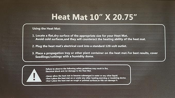 Waterproof Seedling Heat Mat 10"x20.75" Design For Use In Home Gardens